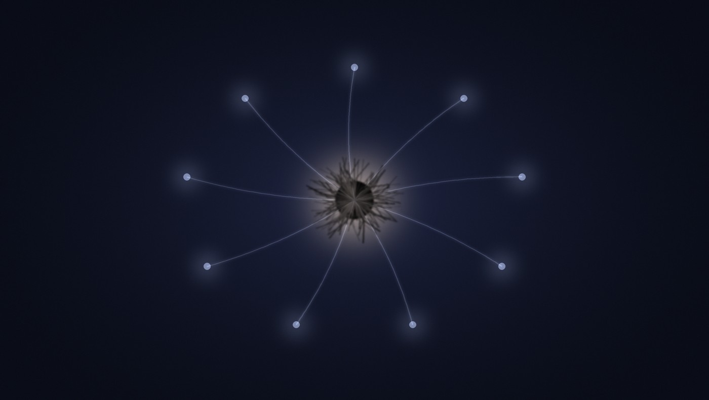 Pale points around the edge, every line running into a single dark core